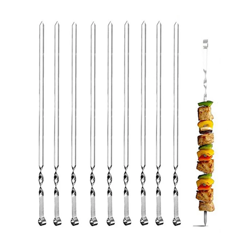 10PCS Thickened Steel Flat Sign Mutton Skewers V8A0 BBQ Needle R9S9