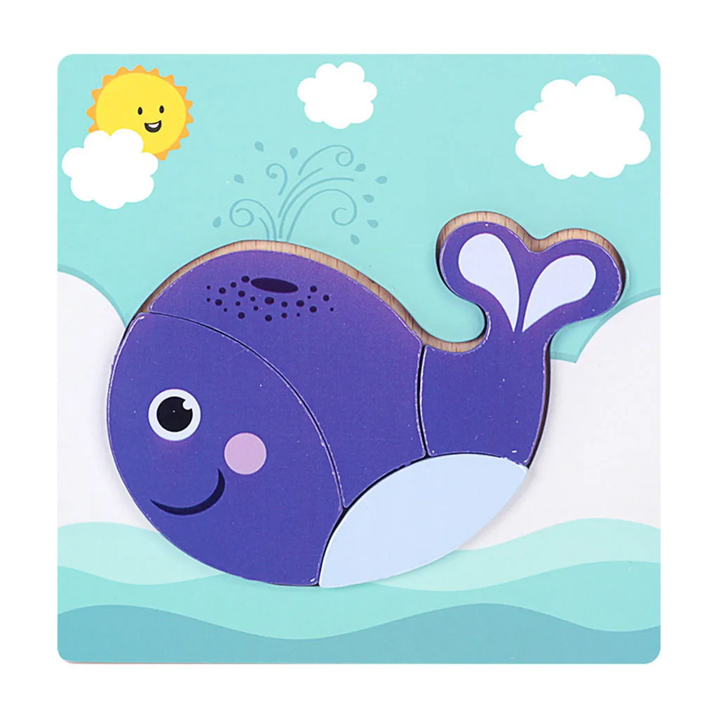 Early Educational Learning Wooden Puzzle Cartoon animal Manually Assemble Toy Games Jigsaw Baby Early funny gadgets #B