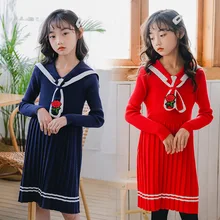 Платье принцессы г., осенне-зимний свитер для девочек детское платье для девочек, модное платье для маленьких девочек одежда для детей 6, 8, 10, 12, 14 лет