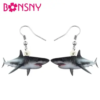 

Bonsny Acrylic Ocean Black Shark Fish Earrings Drop Dangle Sea Animal Jewelry For Women Teens Girls Friends Charms Gift Hot Sale