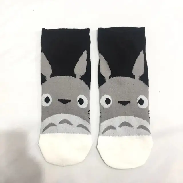 Cartoon Cat Cute Socks Women No Face Man Sock Totoro Funny Fashion Anime Spring Autumn Sweat Absorption Gray Classic Cotton Sock 301