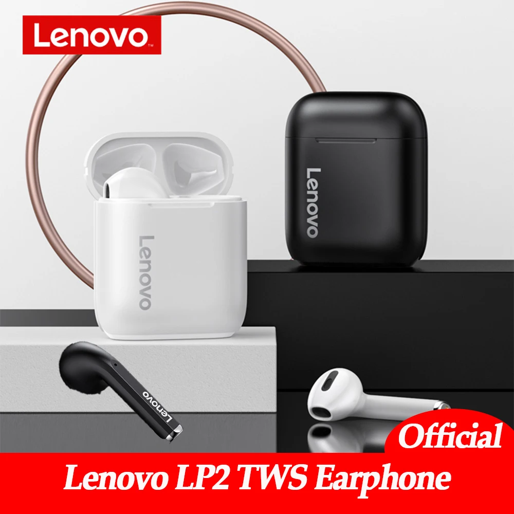 Original Lenovo LP2 TWS Wireless Earphones Bluetooth 5.0 Headset Dual Stereo Bass Touch Control VS Lenovo  LP1 Update ACC Sound