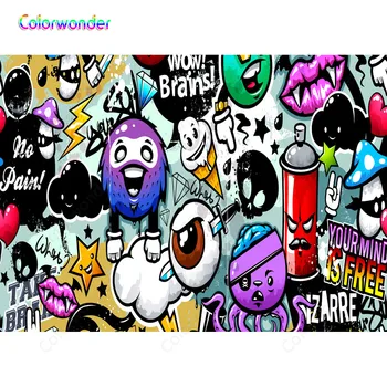 

Cartoon Graffiti Ice Cream Photography Backdrop Children Birthday Party Baby Shower Backgrounds For Photo Studio Vinyl 7x5FT
