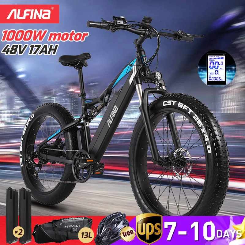 (EU Stock)ALFINA FX-03plus 1000W горный электрический велосипед 48V 17AH SnowBike MTB 50 км/ч 26-дюймовые