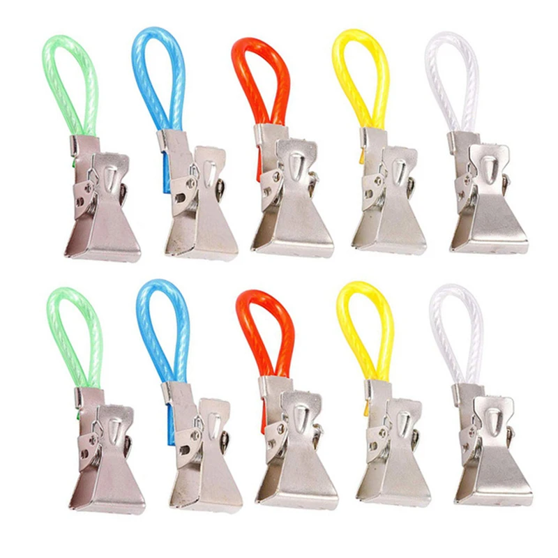 

5/10pcs Clothes Pegs Stainless Steel Clothespins Colorful Laundry Towel Hanging Clips Loops Towel Clips Kitchen Bathroom Clips