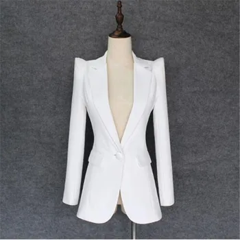 

HIGH QUALITY New Fashion 2018 Designer Blazer Jacket Women's Soaring Shoulders Single Button Blazer Outer Wear
