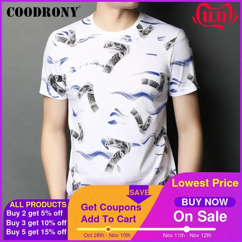 

COODRONY Streetwear Fashion Pattern T Shirt Men Spring Summer Short Sleeve T-Shirt Mens Clothing O-Neck Tee Shirt Homme C5038S