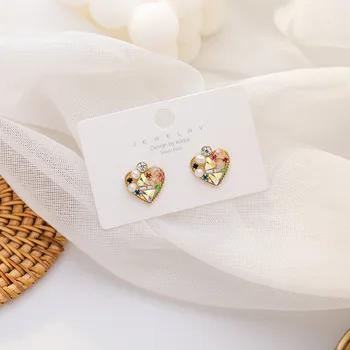 

925 Silver Earrings 2020 nian New Style Fashion Versatile Love Color Ear Stud High Grade Sense Industrial French Ear Stud Female