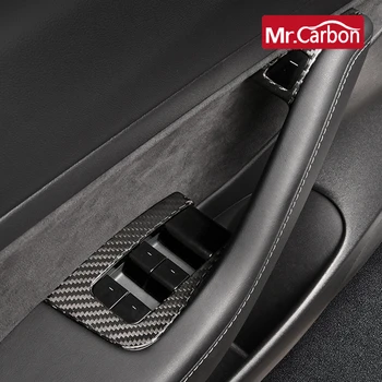 

Carbon fiber Car window glass lifting panel Decorative stickers For TESLA Model 3 Interior Modification decoration Accessories