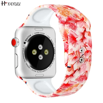 

YAYUU Silicone Strap For Apple Watch band 44mm 40mm pulseira For iwatch 5/4/3 42mm 38mm correa Printing women bracelet