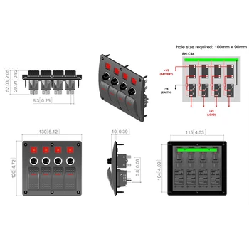 

Waterproof 4-Gang Rocker Switch Panel On/Off Control Over Load Protection