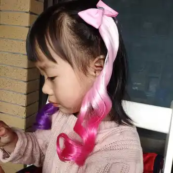 

Bowknot Braid Wig Girl Kids Princess Headwear Hairclip for Birthday Carnival Cosplay Party Headdress Gifts