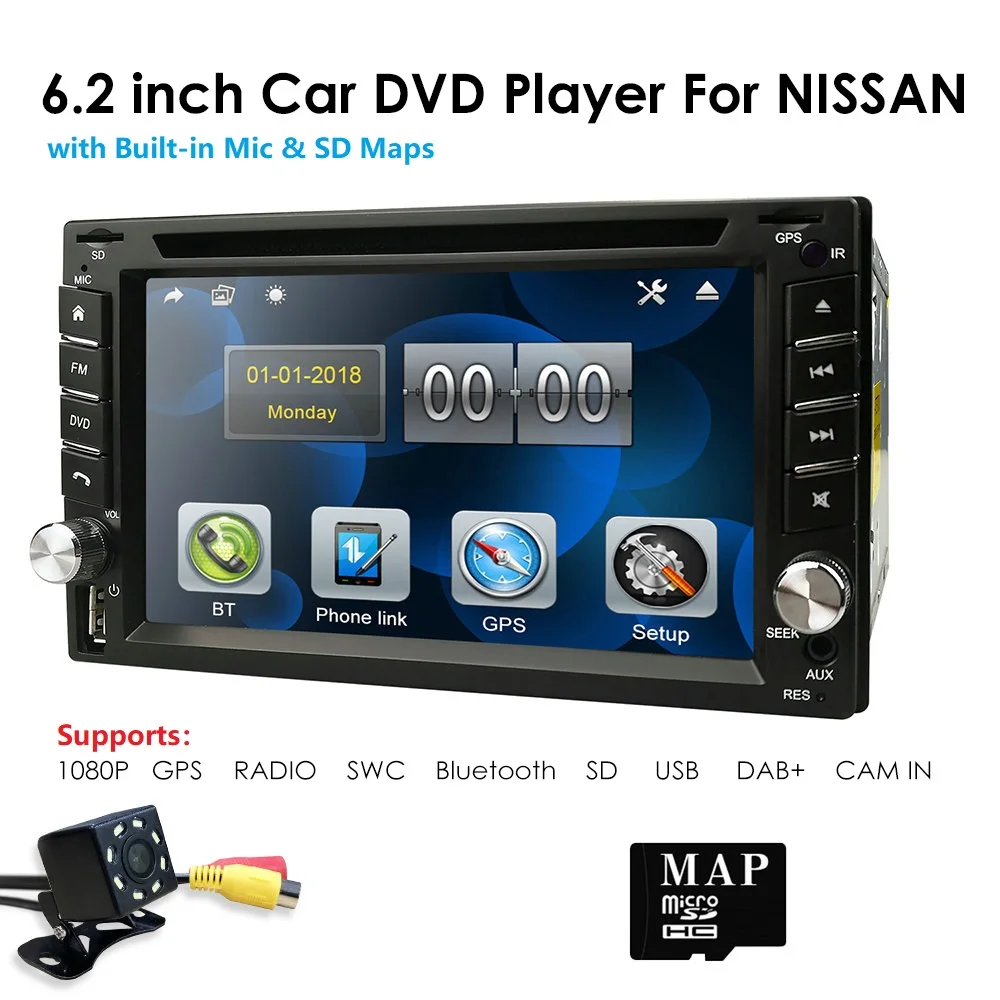 Автомагнитола 2 Din HD 6 дюйма DVD плеер для универсального автомобиля Bluetooth GPS карта BT