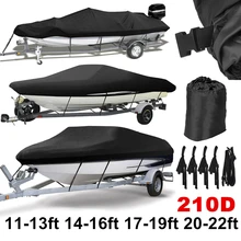 Черный 210D 11-22ft Trailerable Чехлы для лодок Водонепроницаемый Защита от солнечных лучей Ультрафиолетовый сверхмощный катер для катания на лодке покрытие для рыбалки лыжный D45