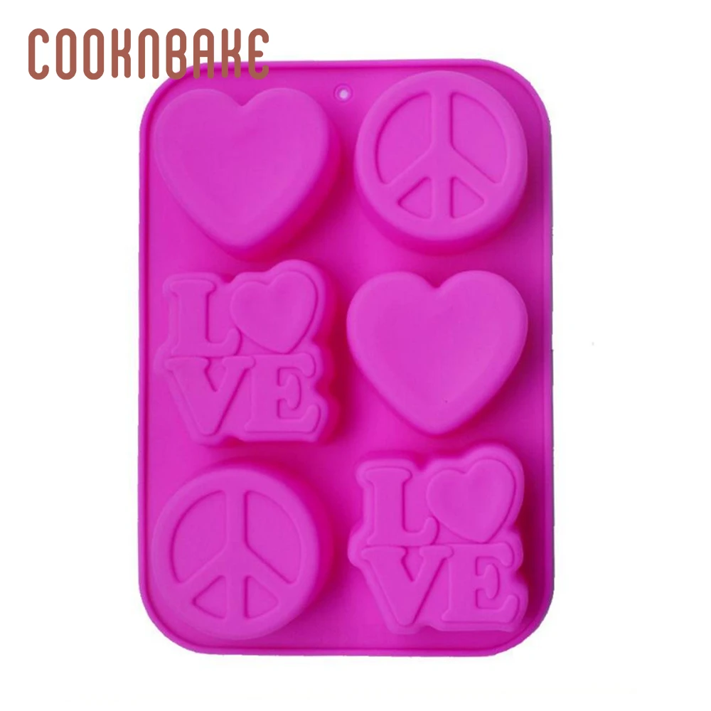 COOKNBAKE силиконовая форма для печенья Сердце Хлеб Форма для пудинга силиконовая форма для резиновое фальшивое Мыло Свеча гипса 6 форма для выпечки украшенная