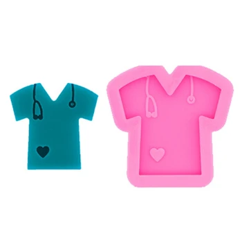 

3Pcs Crystal Epoxy Resin Mold Nurse Shirt Love Heart Stethoscope Keychain Mould