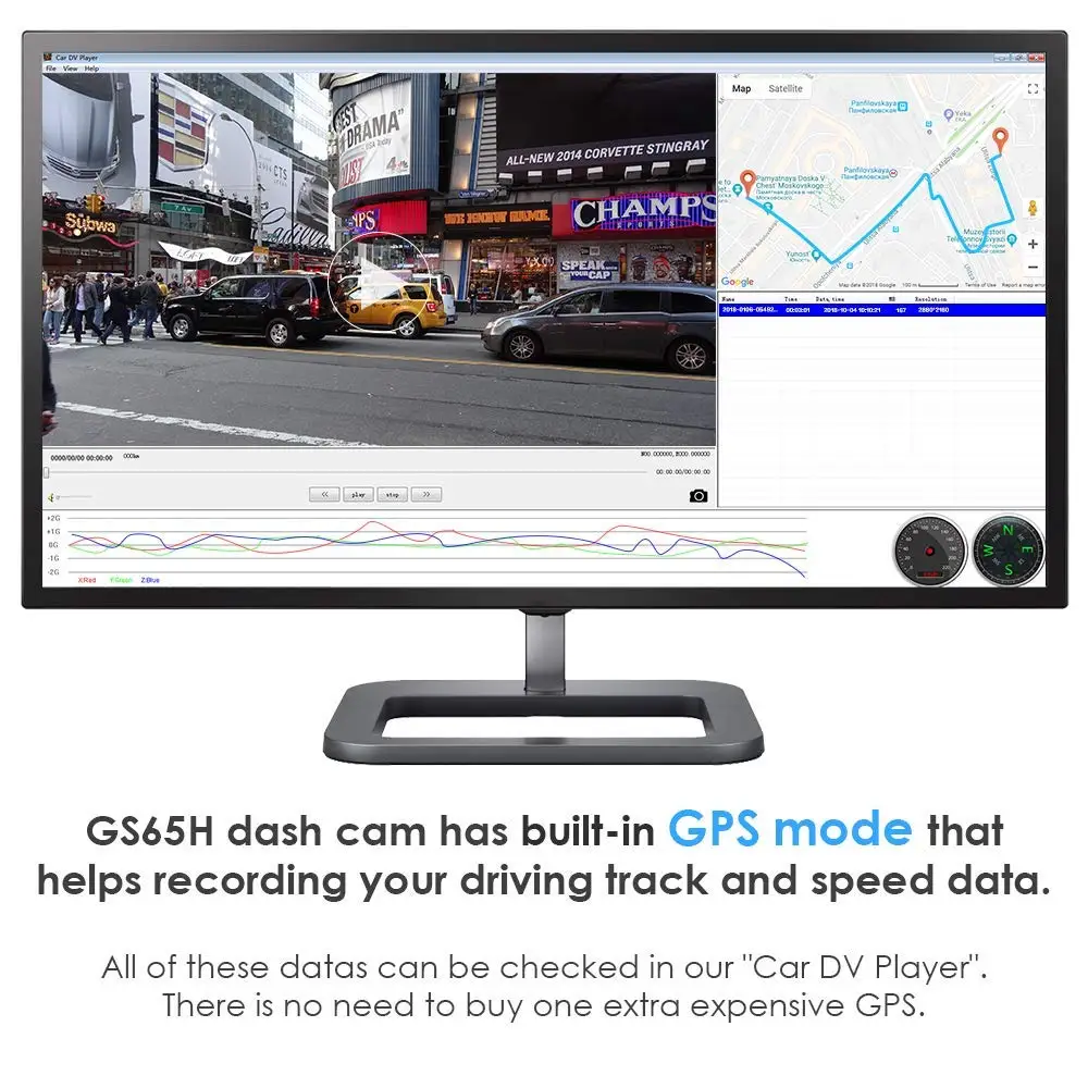 AZDOME GS65H мини видеорегистратор с двумя объективами, видеорегистратор для автомобиля, фронтальная камера Full HD 1080 P/задняя камера 720 P, автомобильная камера ночного видения, gps