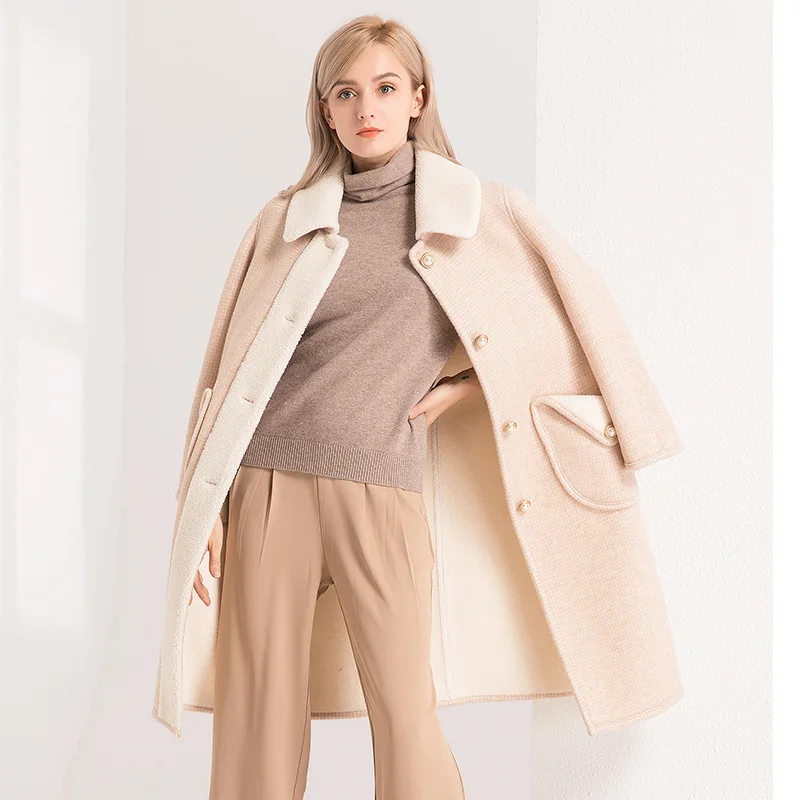 women's faux fur coats long teddy bear coat ladies clothing overcoat plus size grey wool blends autumn winter free ship