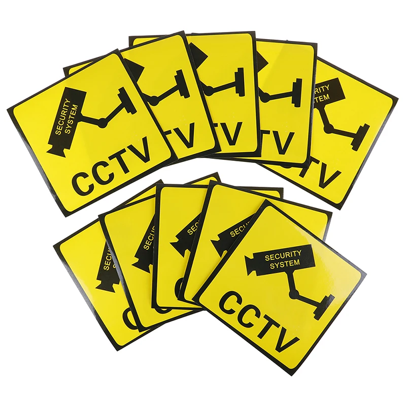 10pcs Waterproof Sunscreen PVC Home CCTV Video Surveillance Security Camera Alarm Sticker Warning Decal Signs warning stickers warning decal