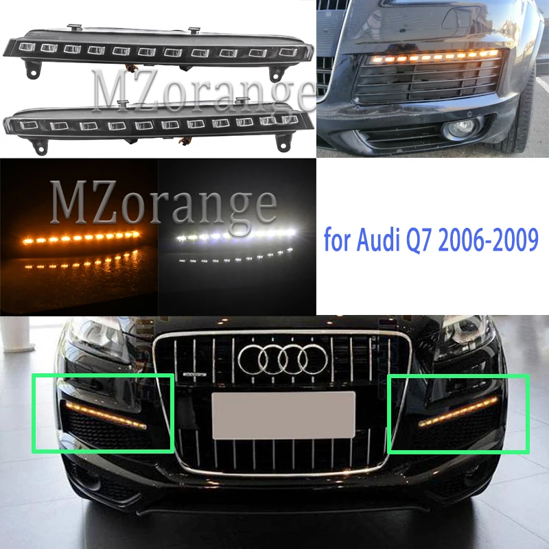 Для Audi Q7 2006-2009 головной светильник светодиодный DRL светодиодный дневные ходовые огни противотуманный светильник s противотуманный светильник крышка головной светильник s Дневной светильник