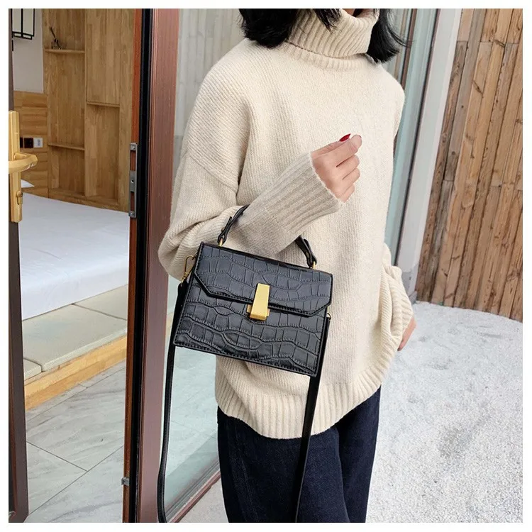 

Autumn And Winter Fashion Retro Bag 2019 New Style Fashion Version Pu Crocodile Pattern Versatile Shoulder Square Sling Bag