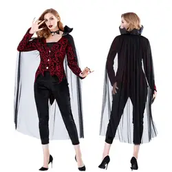 Новая мода вампиры королева косплей одежда для взрослых женщин топ брюки плащ ПОЛНЫЙ КОМПЛЕКТ Хэллоуин Карнавал вечерние костюм