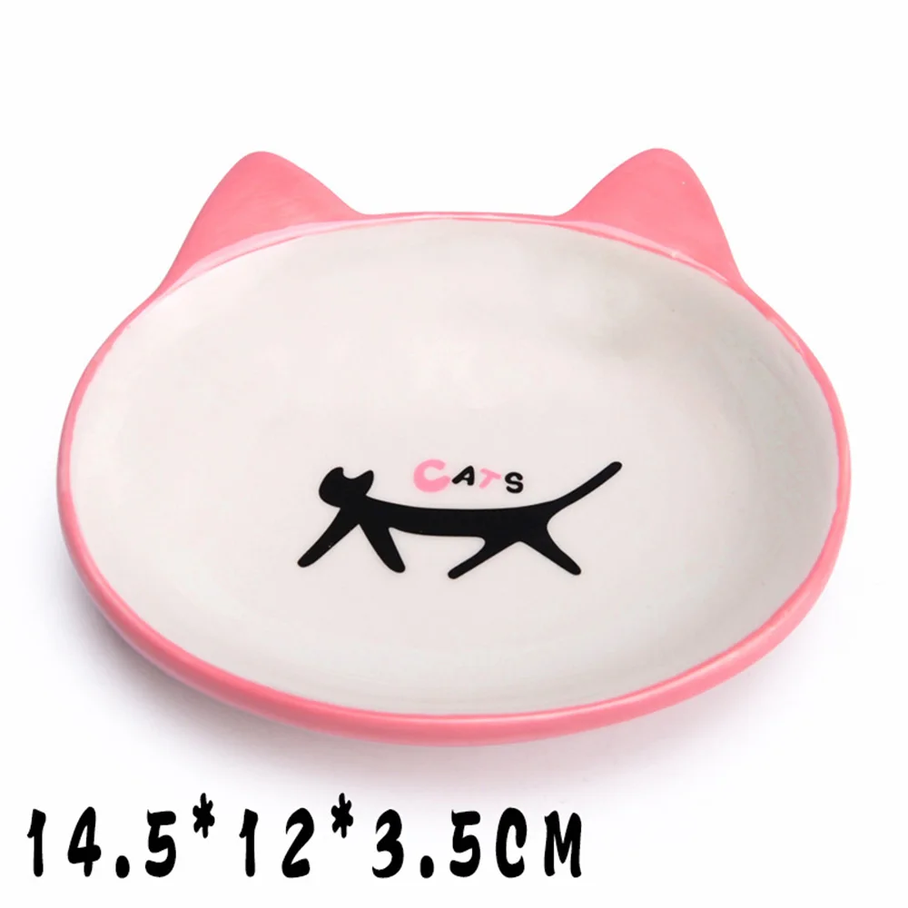 Pet Керамика миска для собак с милым рисунком кота наушники-вкладыши пластина Non-slip Еда чаша питьевой кормушка для средних маленькие собаки, кошки