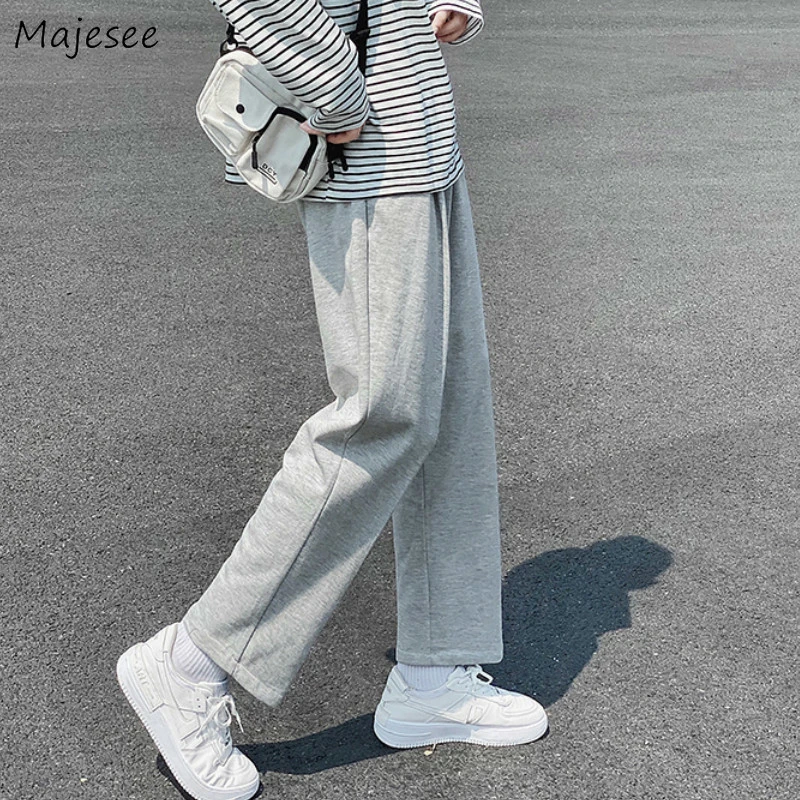 Men Sweatpants Solid Simple Wide Straight Plus Size 3XL High Elasticity Waist Loose All-match Soft Korean Trendy Leisure Daily sports pants for men