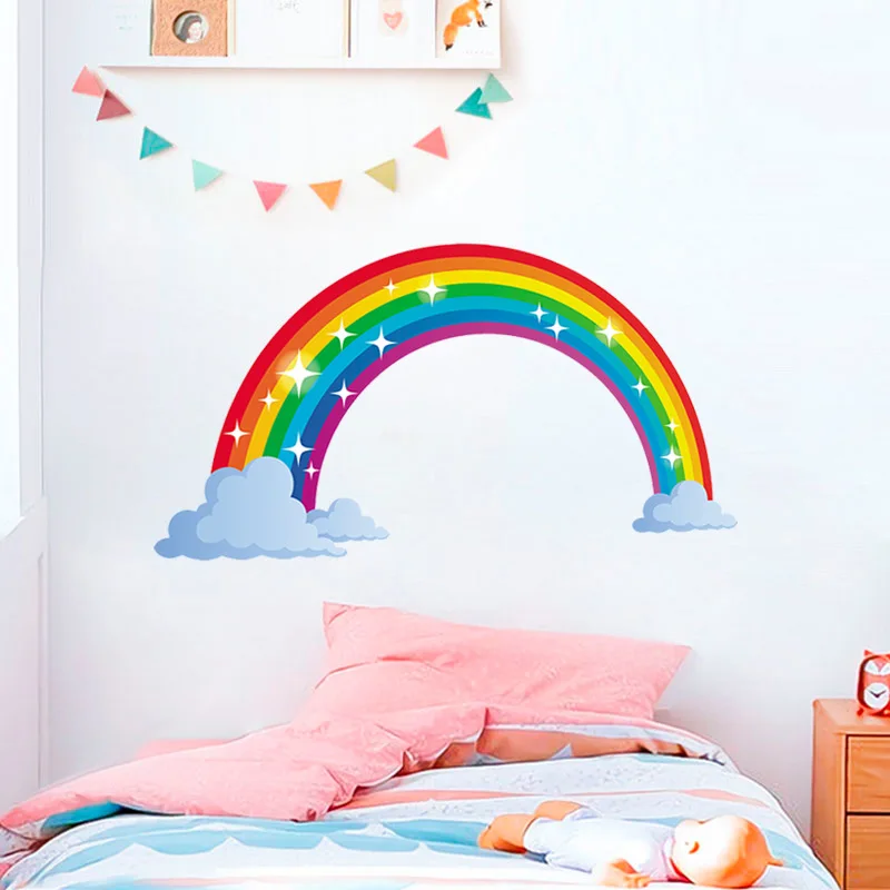 Shiny Rainbow 40 * 73cm Wall Stickers for Kid Living Room Mural Room Decoration Sticker Kindergarten Creative Children Gift