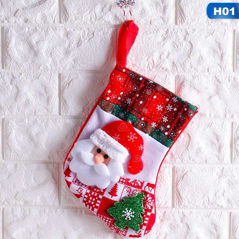 Christmas Stocking Mini Sock Santa Claus Candy Gift Bag Xmas Tree Hanging Decor