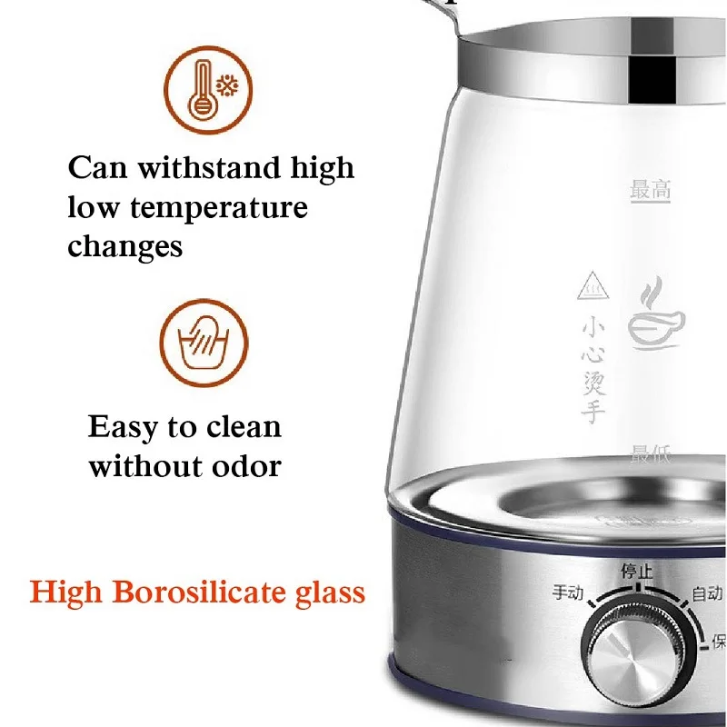 110V 220V 1000ML Tea Maker Black Tea Pu'er Glass Steaming Teapot Automatic Thermal Insulation Steam Boiling Teapot Health Pot