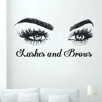 

Lashes and Brows Vinyl Wall Decal Eyelashes Extensions Eyebrows Wall Sticker Eyes Decals for Girls Home Decoration 3146