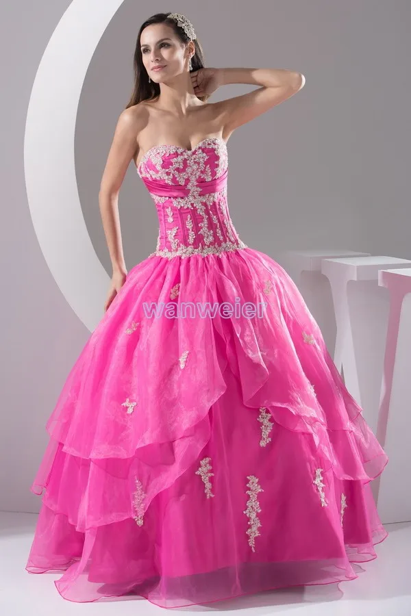 

free shipping 2016 new design dresses to prom hot appliques night dress custom size bridal gown plus size ball gown prom dress