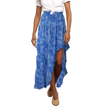 

Women FASHION Sexy Bohomian Skirt Summer Wrap Chiffon Floral Irregular Opening Long Skirts