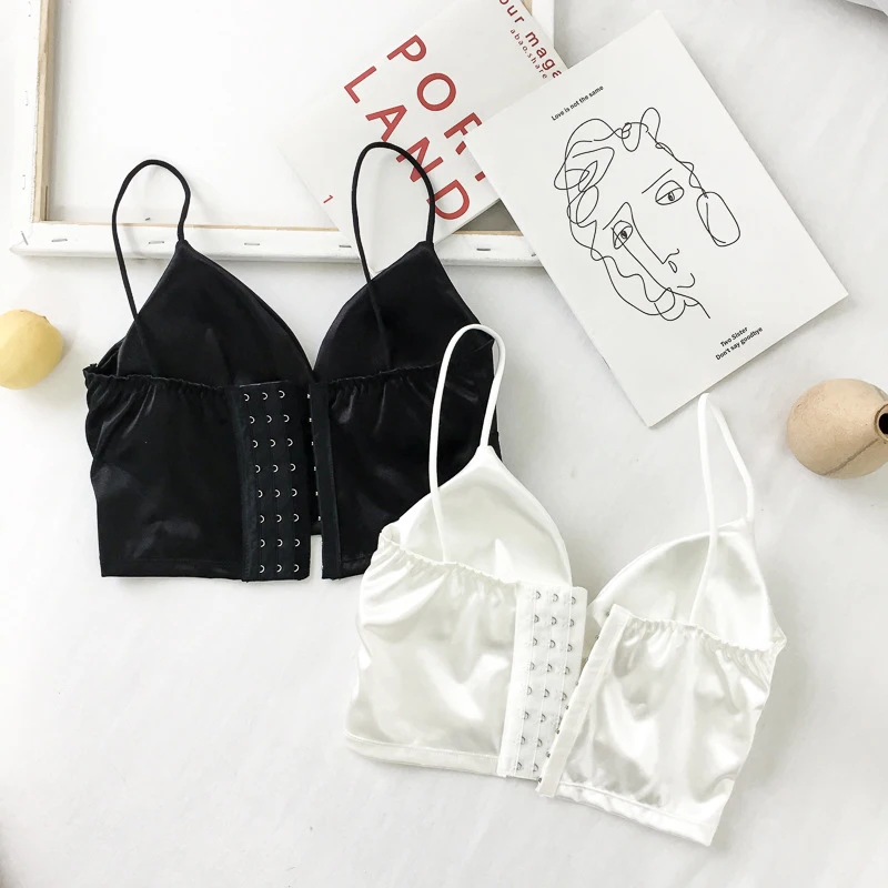 Sleeping Brassiere Push Up Bras Sexy Lingerie Top Wireless Bra Top Sexy Women Sexy Strap Silk Smooth Plunge Bralette Bra