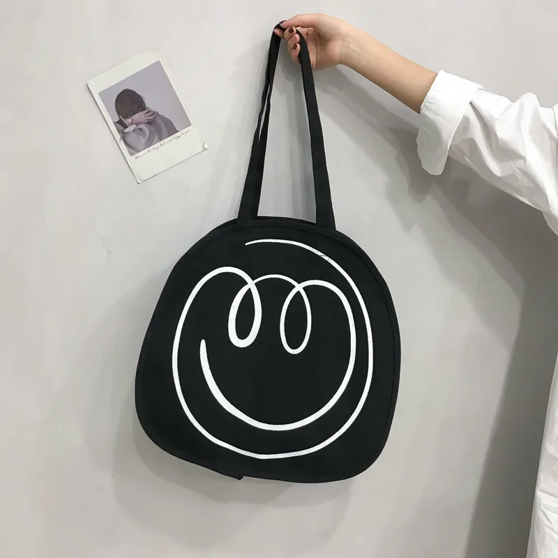 

Autumn New Style Harajuku sail bu Smiley Large Bag Solid Color Printed Large-Volume Single-shoulder Mommy Bag