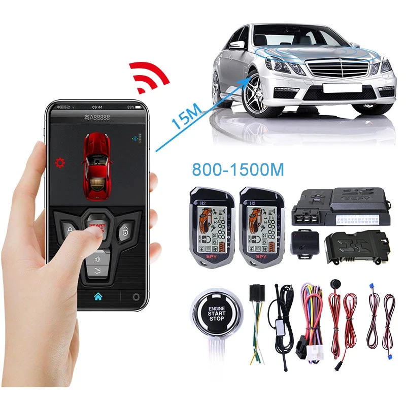 Remote Engine Ignition Start Auto Car Alarm System With Window Rolling Up Output 