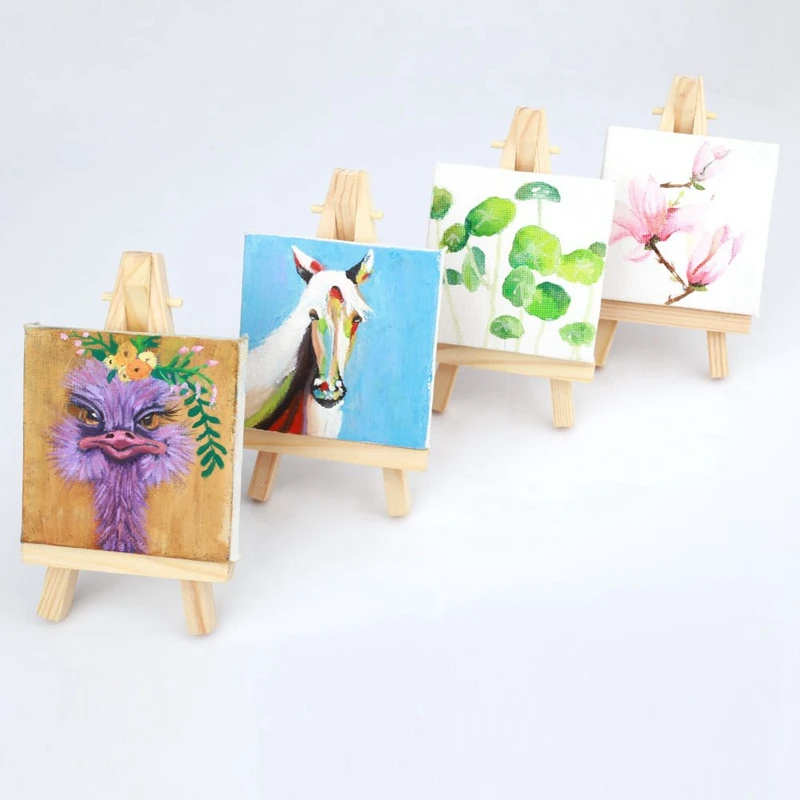  10 Sets Mini Display Easel With Canvas 8X8Cm Wedding Table Numbers Painting Hobby Painting Craft Di