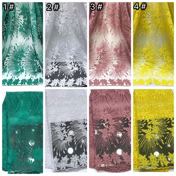 

2019 Latest Peach/White/Green/Yellow French Nigerian Lace Fabric High Quality African Lace Fabric Wedding African French Lace