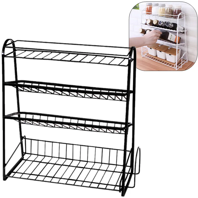 4 Layers Durable Slope Storage Rack Kitchen Supplies Iron Organizer Rack Storage for Bathroom Home Kitchen