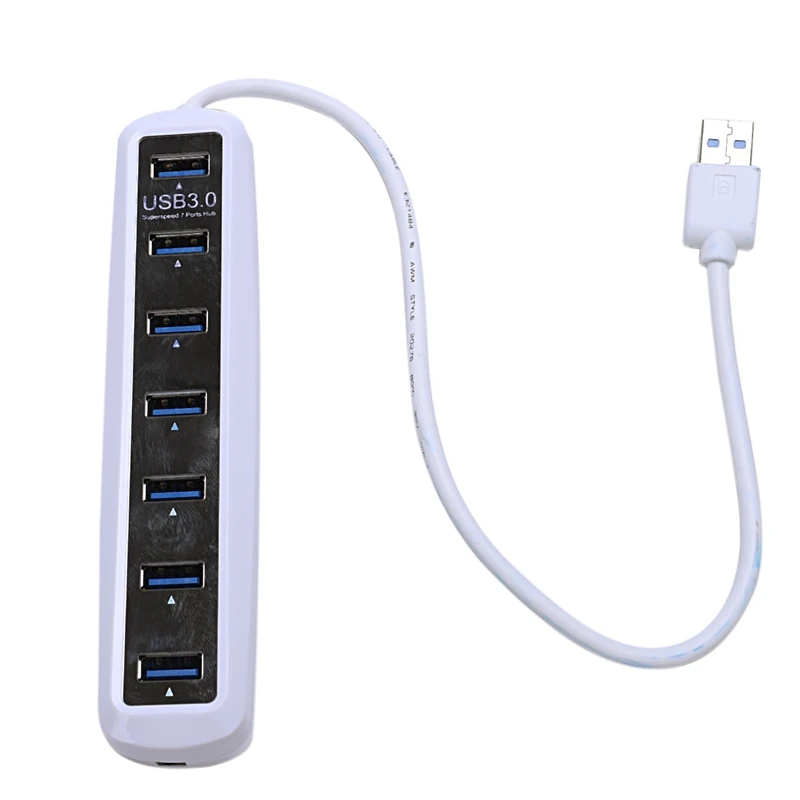 7 портов Usb 3,0 концентратор супер скорость Usb адаптер 12V Ac адаптер питания для ПК Mac - Color: White