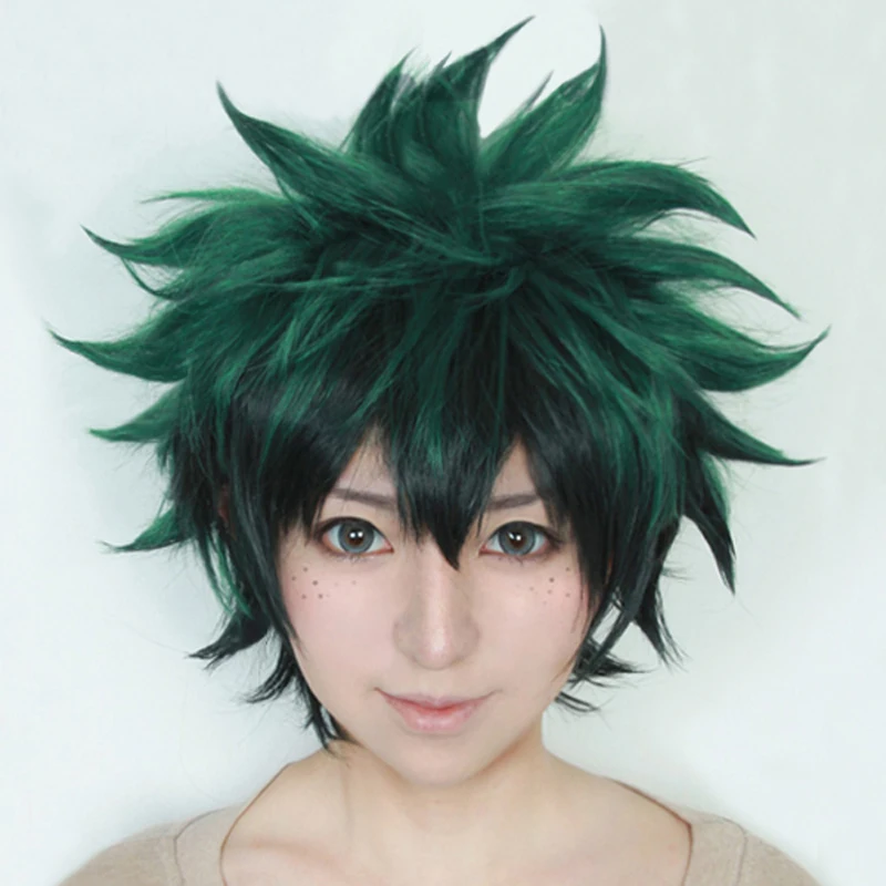 

Wig My Boku No Hero Academia Izuku Midoriya Short Green Black Synthetic Hair Heat Resistant Cosplay Costume Wig