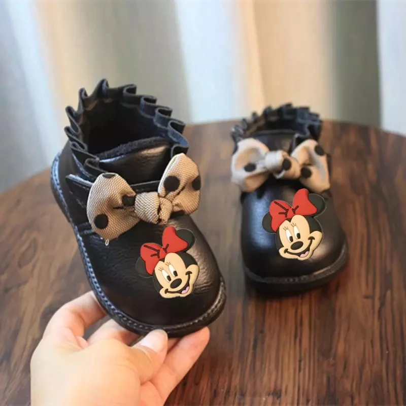 Зимние Детские хлопковые ботинки Disney с Микки Маусом Теплая Повседневная обувь