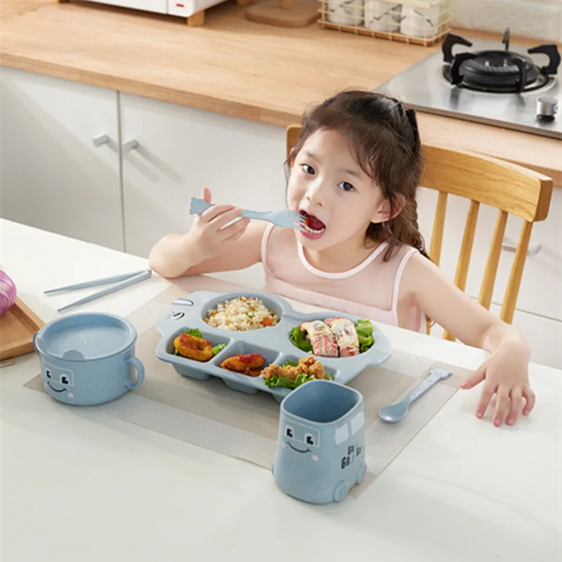 Enfants 5 Pièce Diner Ensemble Garçon Fille Petit Déjeuner Déjeuner Fourchette Cuillère Bol Assiette Tasse Enfants 5 Pièce Diner Ensemble Garçon Fille Petit Déjeuner Déjeuner Fourchette Cuillère Bol Assiette Tasse