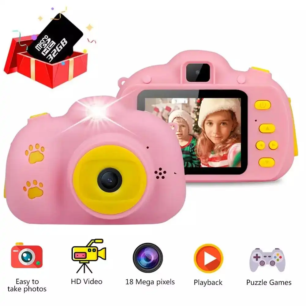 子供カメラおもちゃ子供 18mp Hd 32 グラムカード 2 4 インチ画面デュアル Selfie ビデオゲームビデオカメラおもちゃ子供のため Toy Cameras Aliexpress