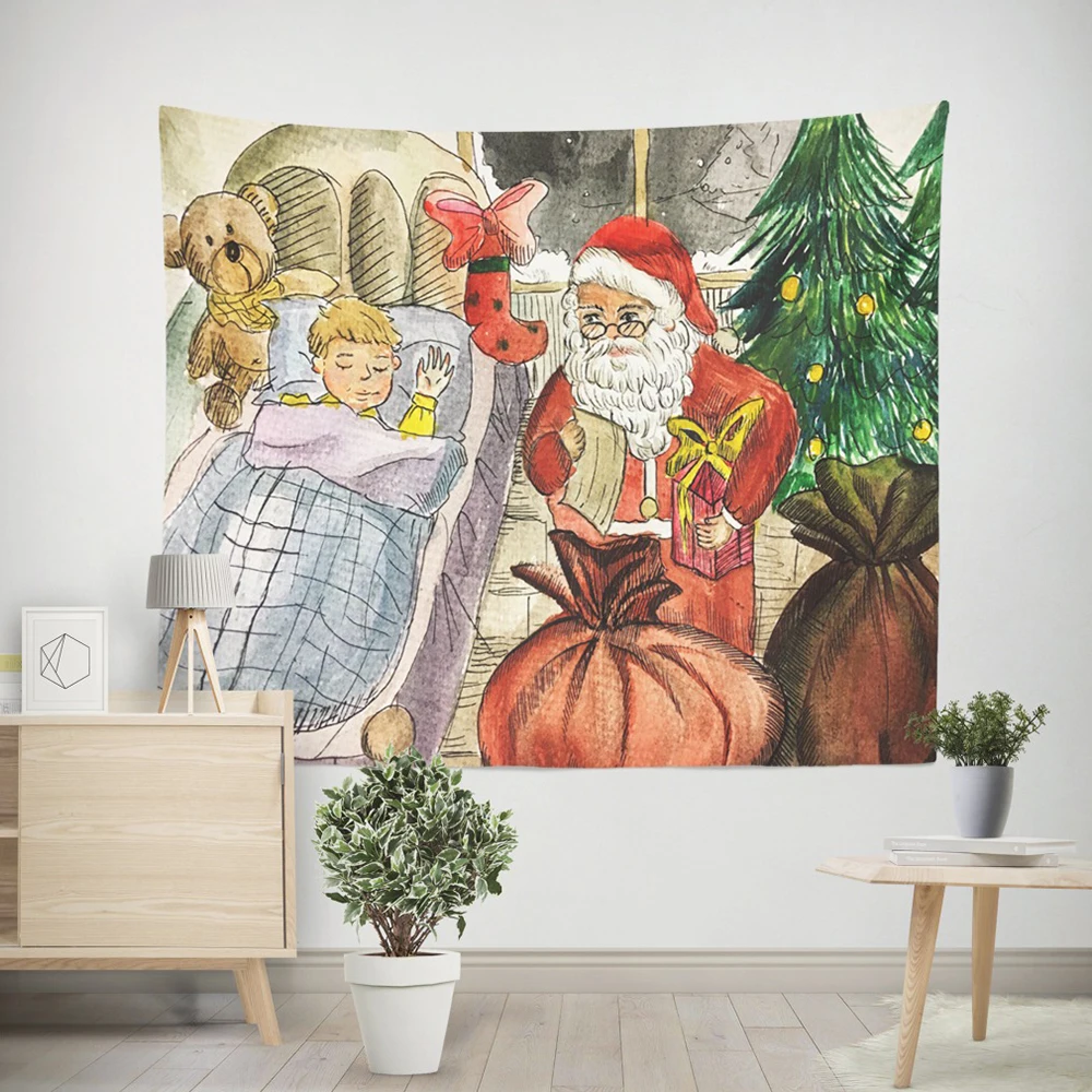 Merry Christmas гобелен лось Санта Клаус колокольчик гобелен вечерние декоративная настенная вешалка украшение для дома занавеска аксессуары