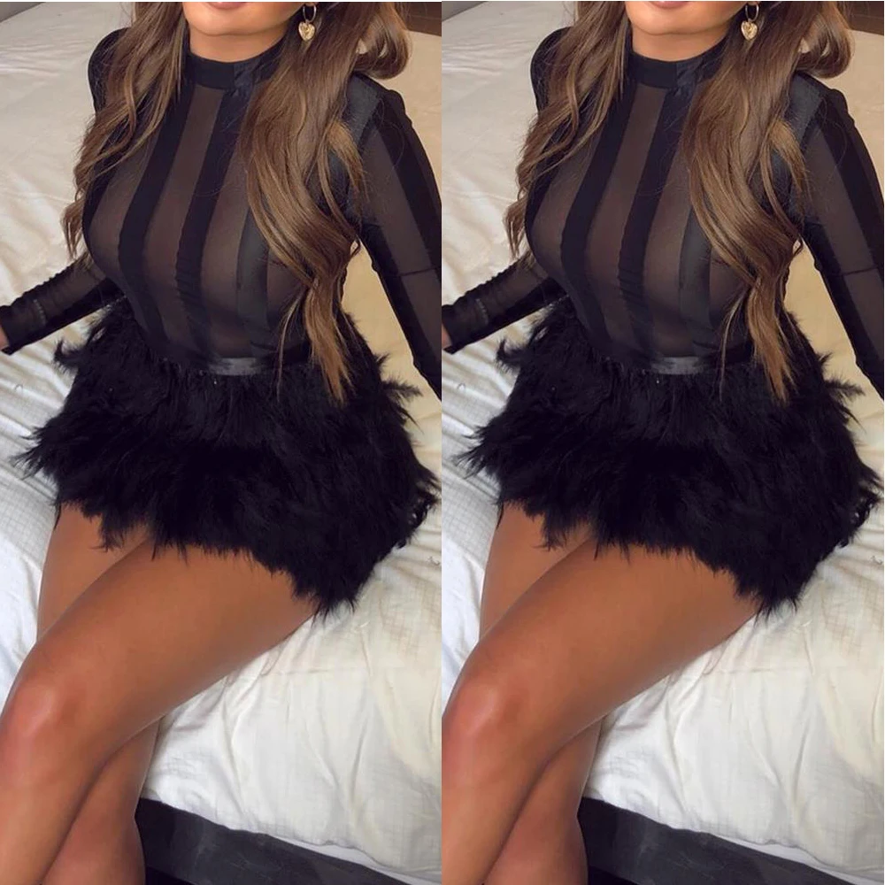 Black Fashion Women Bodycon Sheer Mesh 