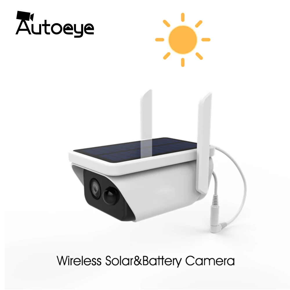 

Autoeye 1080P PIR Solar Powered Wireless Security IP Camera using 18650 Battery IP66 waterproof WiFi&AP mode 2 Way Audio TF Card