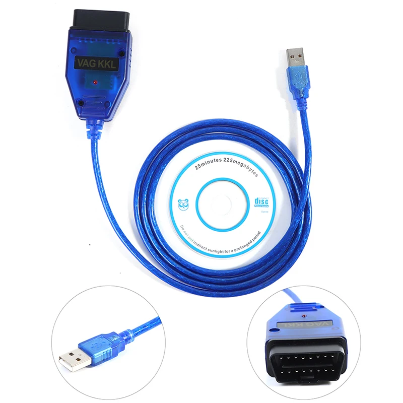 Blue VAG-COM 409.1 Vag Com 409Com Vag 409.1 Kkl OBD2 USB Diagnostic Cable Scanner Interface For VW Audi Seat Volkswagen motorcycle oil temperature gauge