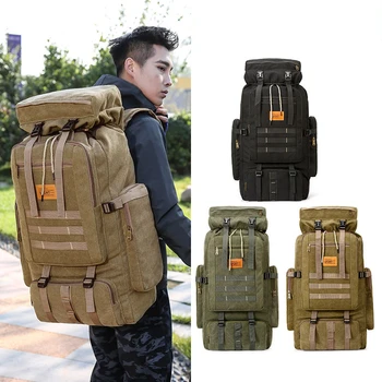

New 70L Tactical Bag Canvas Military Backpack Wear Hiking Backpacks Outdoor Equipment Backpack Travel Camping Bag